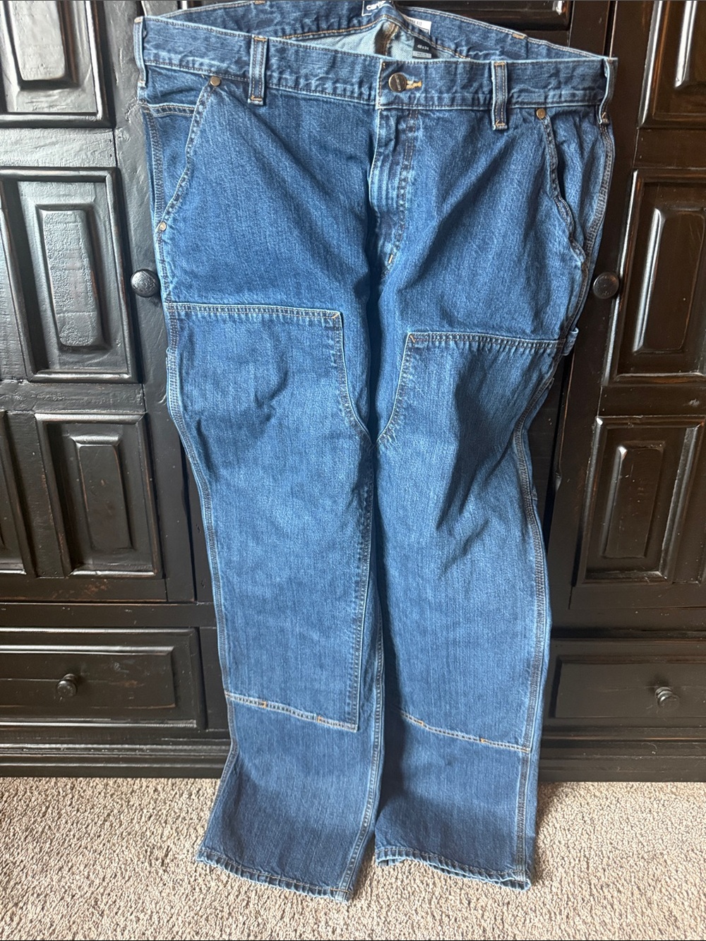 Carhartt Men's double front Medium Blue Relaxed Carpenter Jeans